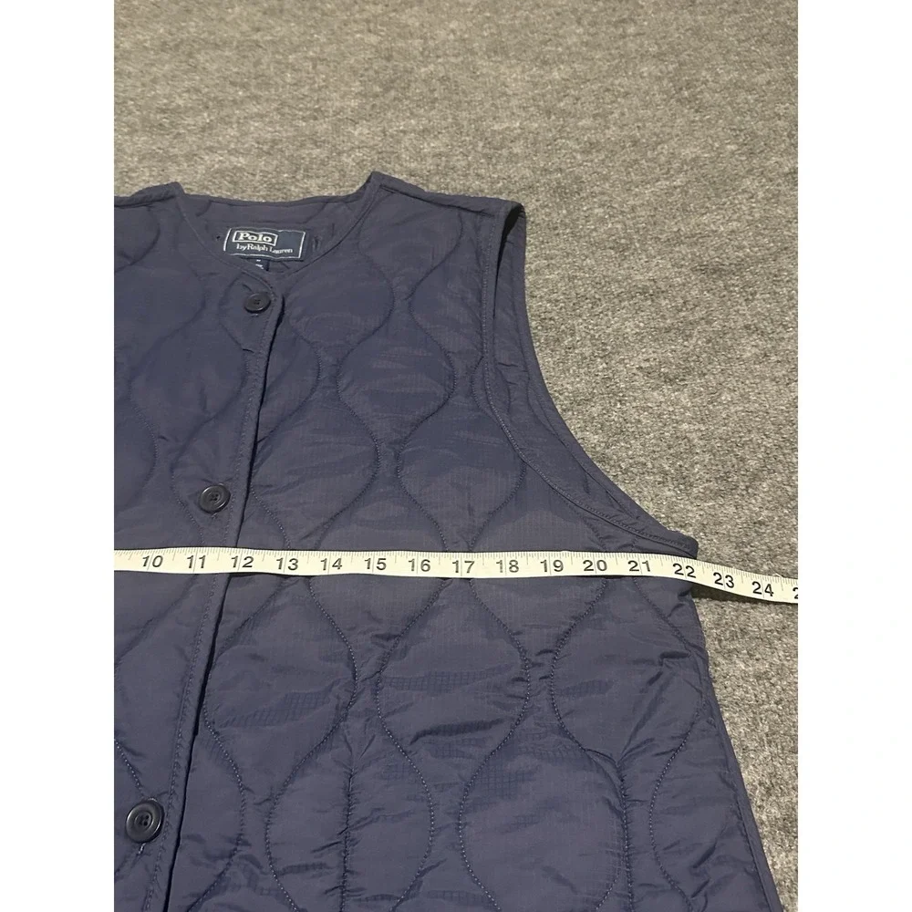 Polo Ralph Lauren Men's Medium Navy Blue Quilted Vest Pocket Hunting Sleeveless